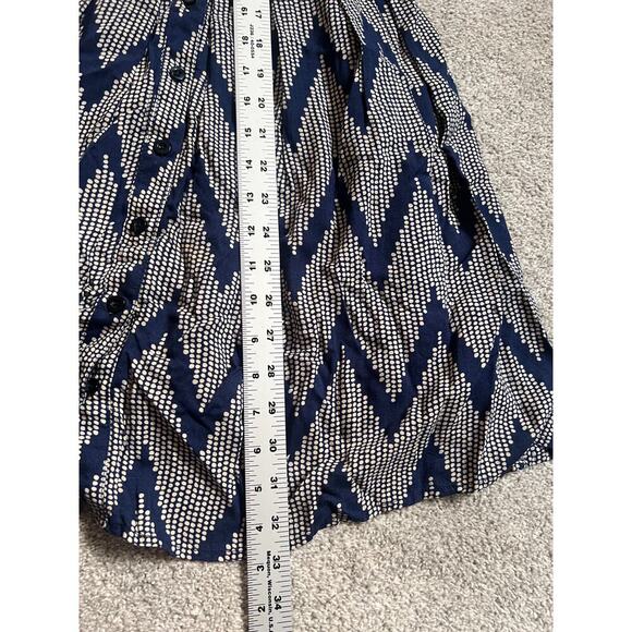 Anthropologie 11-1 Tylho Dress Womens Extra Small Navy Blue Beige Button Cottage - Picture 7 of 12